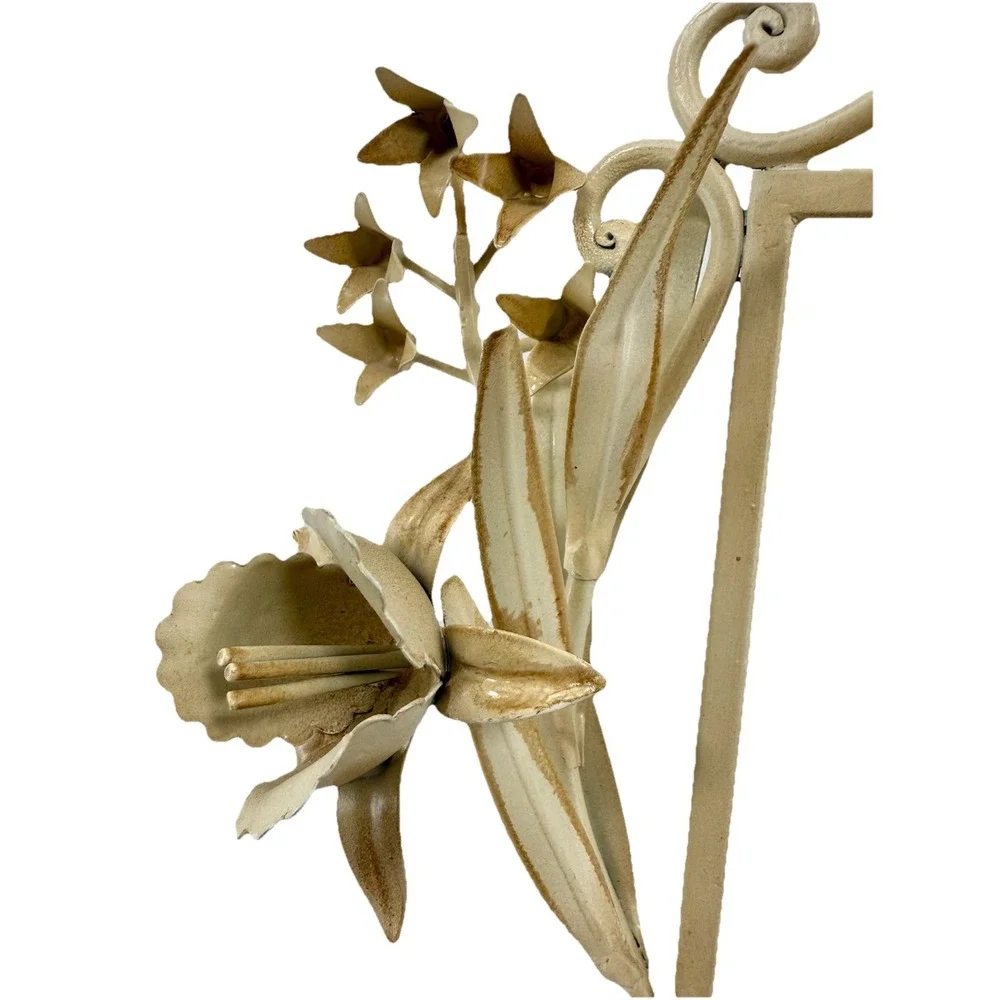 Vintage Metal Floral Picture Frame 3D Sculptural‎ Holds 4x6 Photo Tabletop EUC